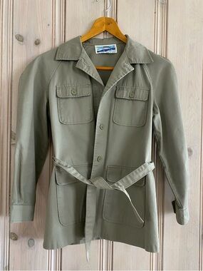 Vintage Olive Green Jacket with Belt - Made in Japan